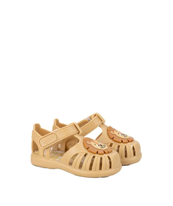 Kids Baby Boy Yellow Tobby Solid Jelly Sandals with Lion Patch