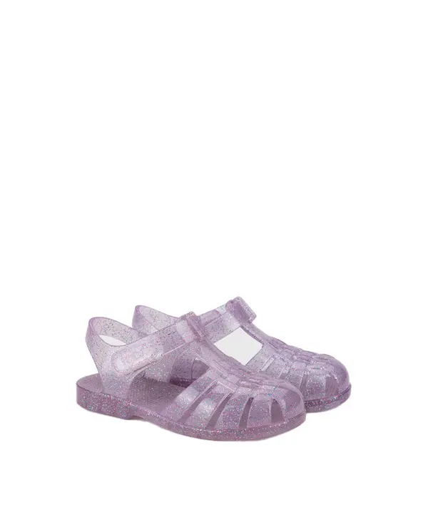 Kids Girls Classic Lilac Trasnparent Crystal Jelly Sandals