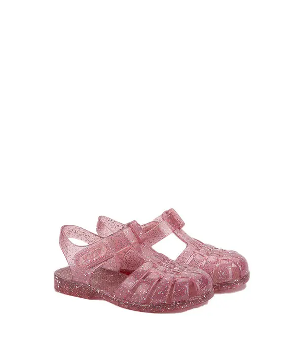 Kids Girls Classic Fushia Trasnparent Crystal Jelly Sandals