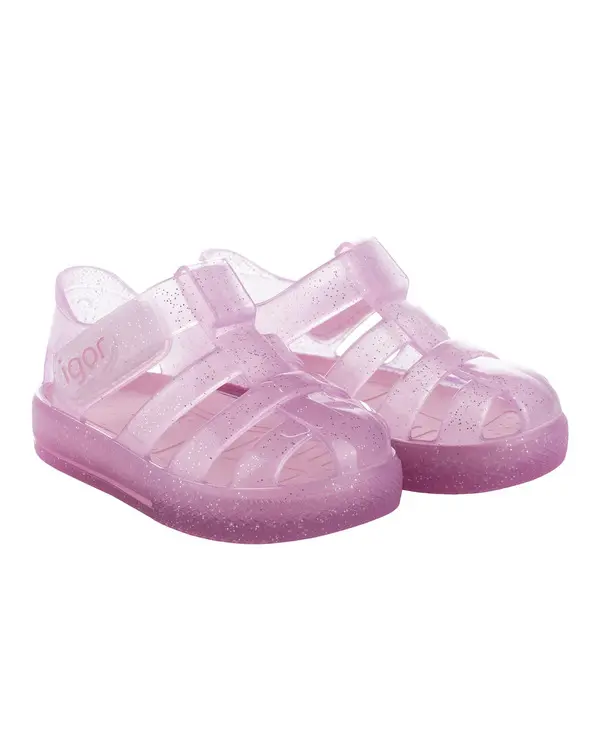 Kids Baby Girl Pink Star Glitter Transparent Jelly Sandals