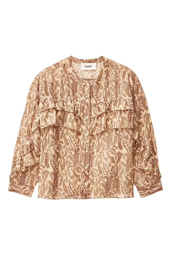 Classic Straight Fit Ruffle Long Sleeve Shirt