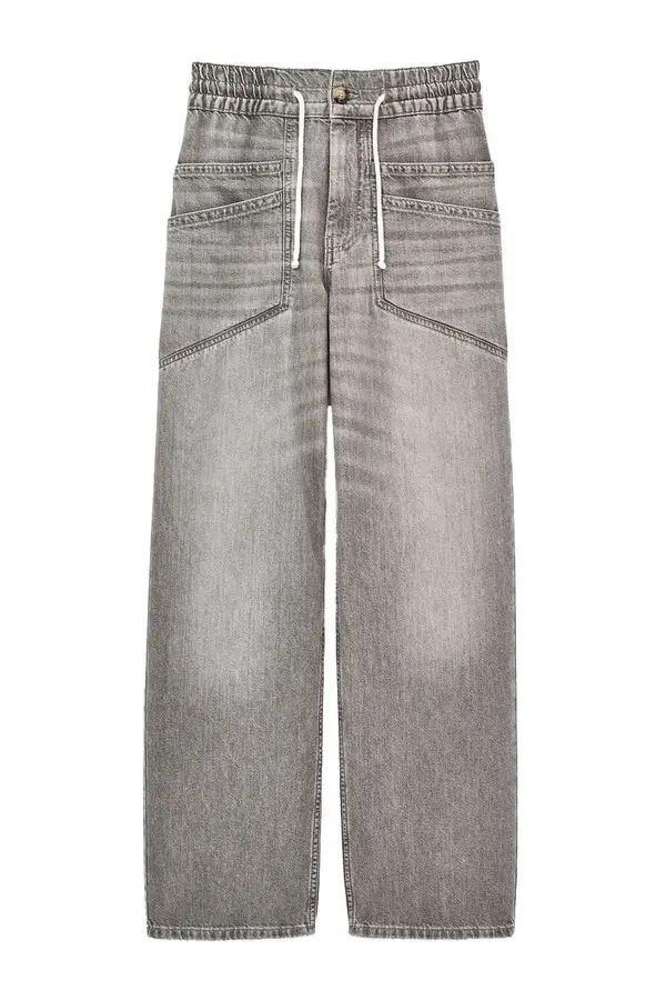Wide-Leg Flared Denim Pants Image