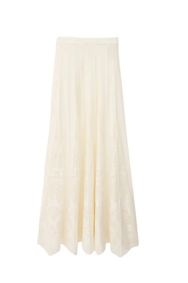 Pointelle Openwork Knit Maxi Skirt Image