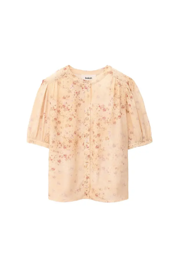 Elbow-Length Puff Sleeves Printed Blouse Image