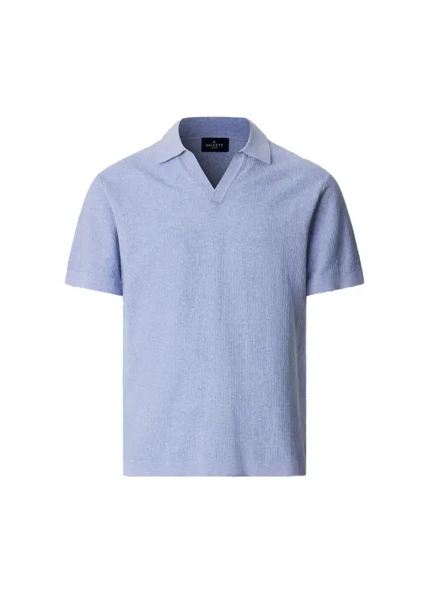 Textured Knitted Short Sleeve Polo