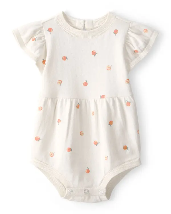 Kids Baby Girl Peach Romper - Ivory