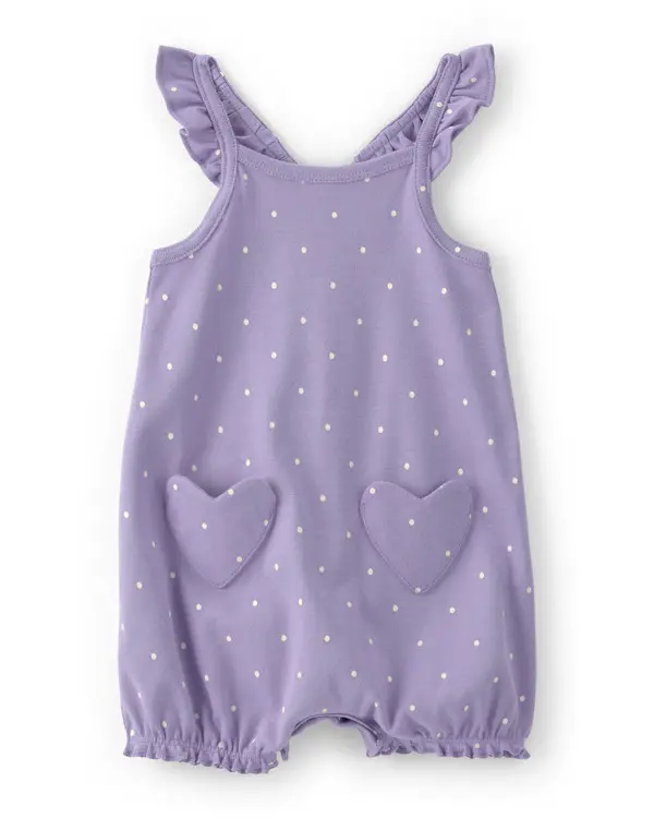 Kids Baby Girl Polka Dots Sleeveless Romper - Purple