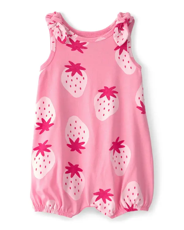 Kids Baby Girl Strawberry Sleeveless Romper - Pink