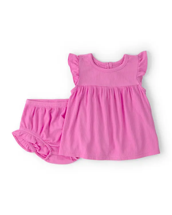 Kids Baby Girl PurelySoft Flutter-Sleeve Top & Short Set - Pink