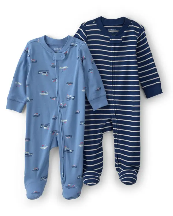 Kids Baby Boy 2-Pack Boat Sleep & Play Pajamas - Blue