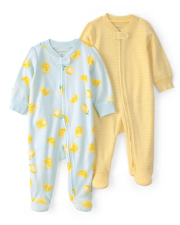 Kids Baby Boy 2-Pack Lemon Sleep & Play Pajamas - Yellow&Blue
