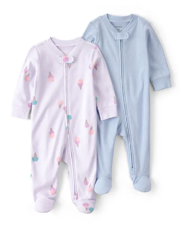 Kids Baby Girl 2-Pack Ice Cream Sleeper- Purple&Blue