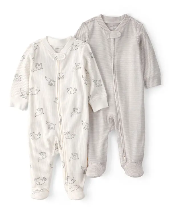 Kids Baby Neutral Farm Print 2 Pack Sleep & Play