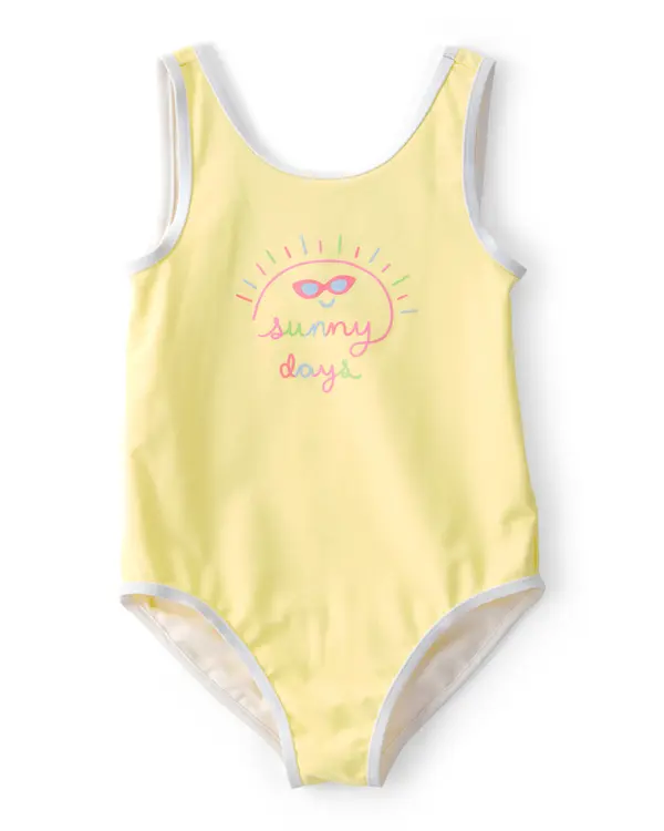 Kids Toddler Girl 1-Piece 'Sunny Days' Swimsuit - Yellow