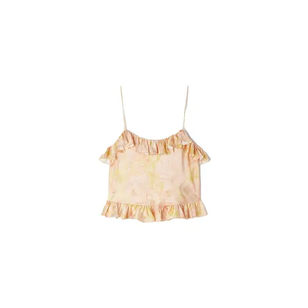Flower Print Crop Top with Spaghetti Straps Image