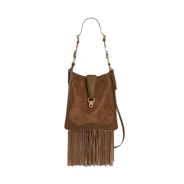 Fringed Leather & Suede Shoulder Bag Image