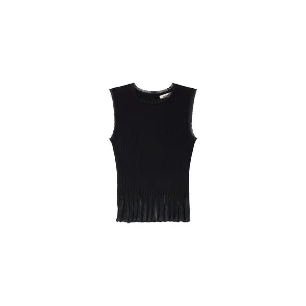 Ruffled Sleeveless Ottoman Knit Jumper