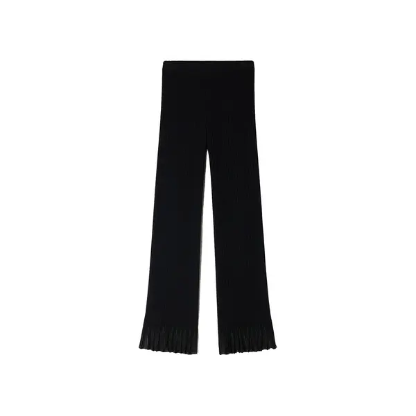 Straight-Leg Ruffled Knit Trousers