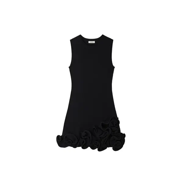 Sleeveless Floral Knit Short Dress