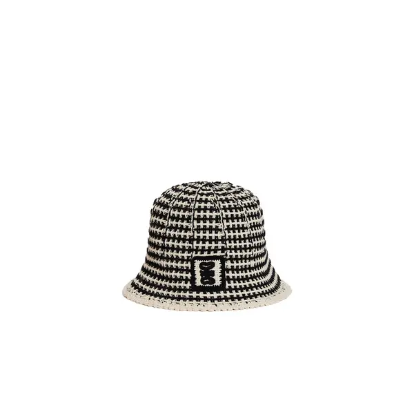 Crochet-Knit Bucket Hat with Logo Patch