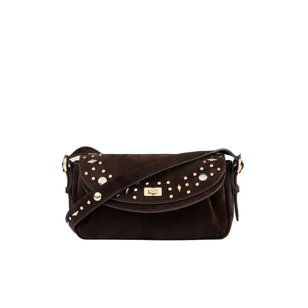 Le Mambo Janys Studded Suede Crossbody Bag