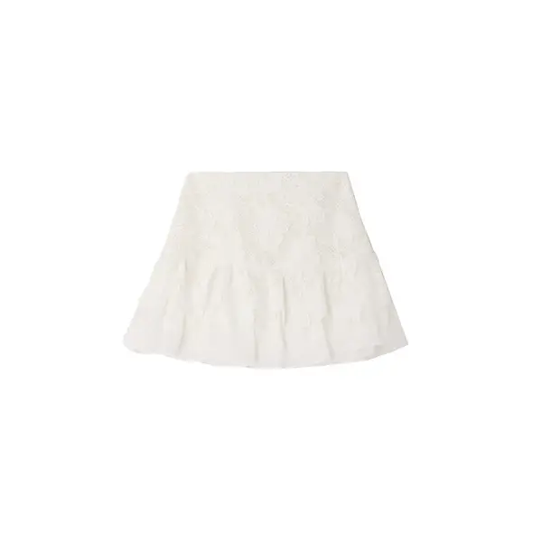 Short Flared Floral Guipure Skirt