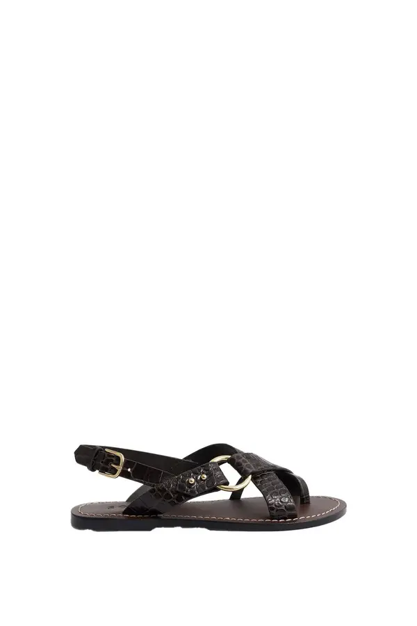 Florence Croc-Effect Leather Sandals Image