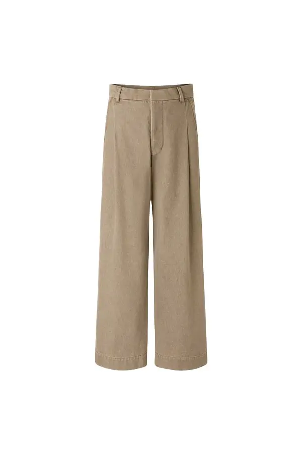 Organic Cotton Loose Fit Pleated Trousers Image