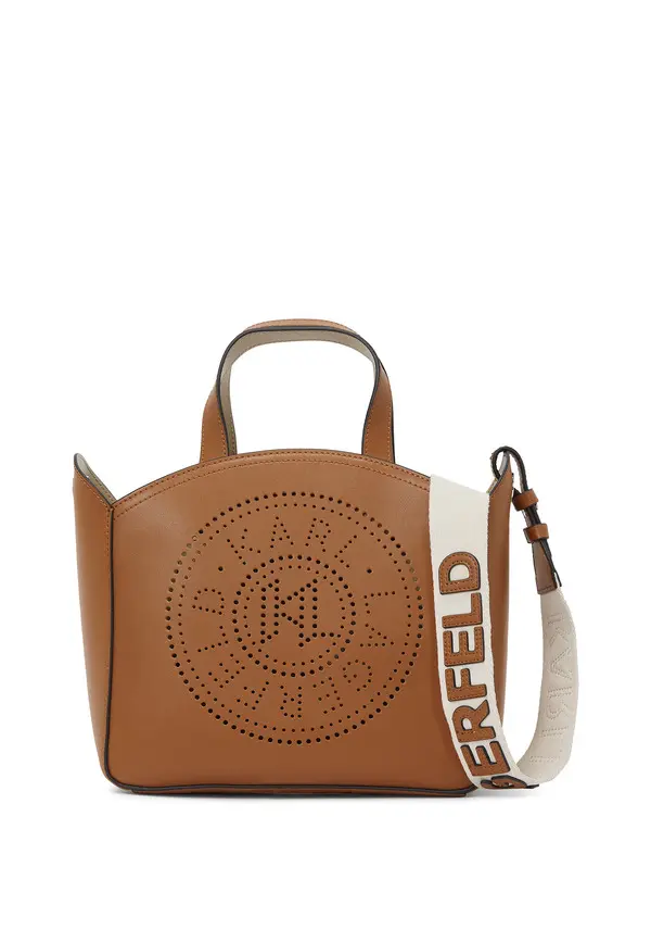 K/Circle Perforated Small Leather Tote Bag