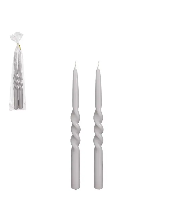 Twist dinner candle l. grey 2 pieces - h29xd2,2cm Image