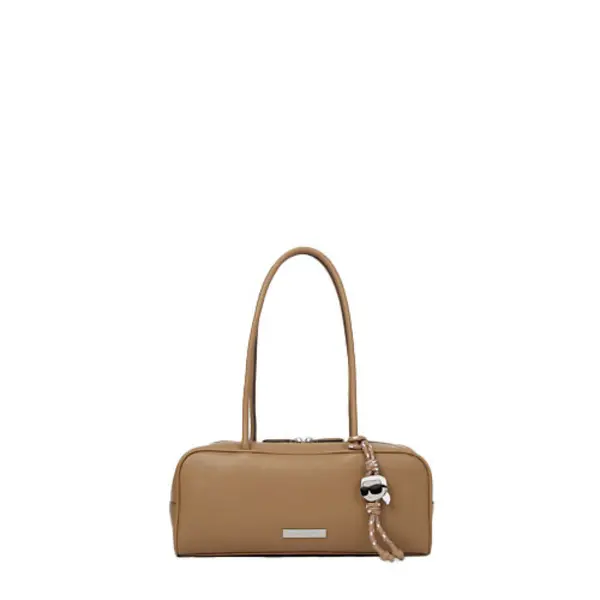 Smooth Leather Rectangular Shoulder Bag with Icon