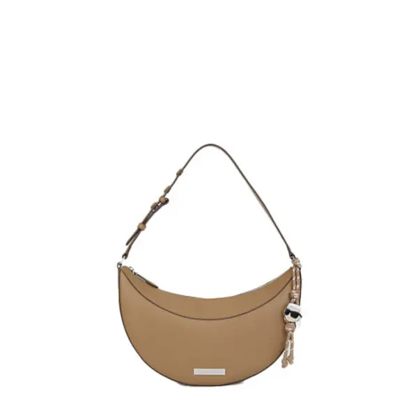 Smooth Leather Half-Moon Shoulder Bag