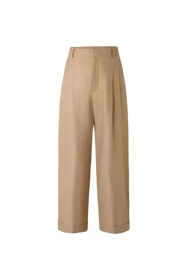 High Waisted Watson Cotton PoplinTrousers With Pleats  Image