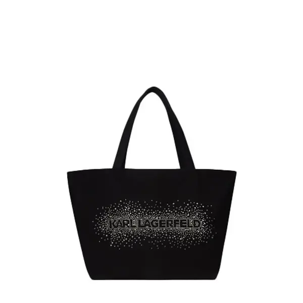 Large Cotton Tote Bag with Rhinestones Logo  Image