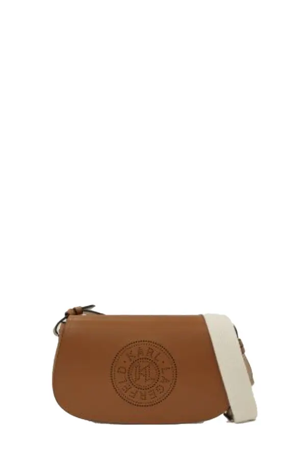 K/Circle Leather Perforated Logo Crossbody Bag