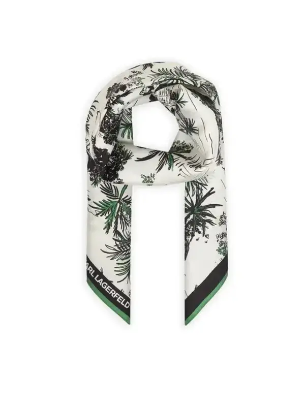 "Vacances de Karl" Silk Scarf with Green Trim Image