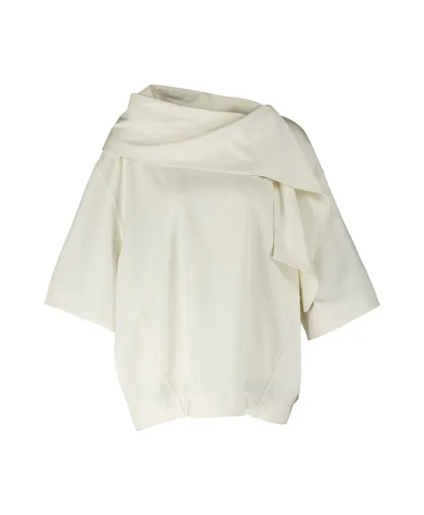 Asymmetrical Drape Short-Sleeve Top