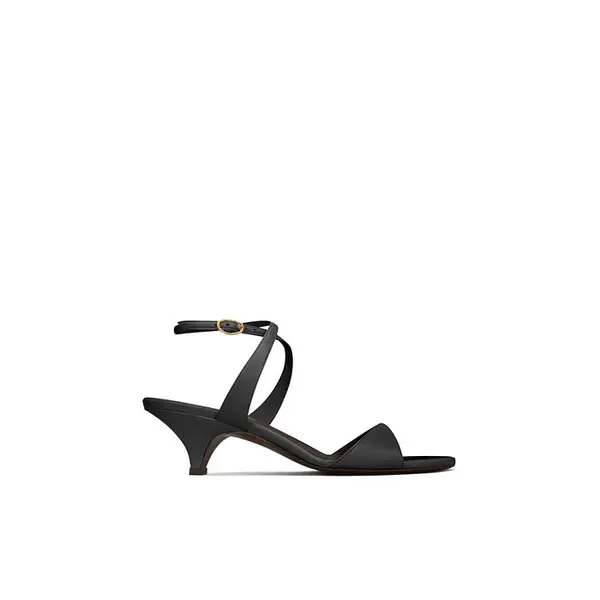 Leather Kitten Heel Sandalswith Criss Cross Ankle Straps Image