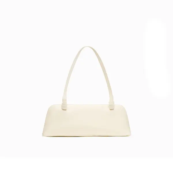 Aries East West Cream Leather Shoulder Bagwith Knotted Handle Detail Image
