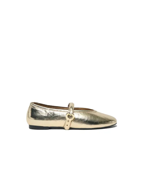 Metallic Leather Ballerina with Engraved Logo Image
