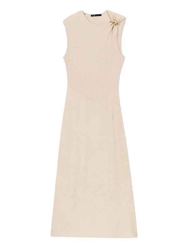 Rib Knit Long Dress With Jewellery  Image