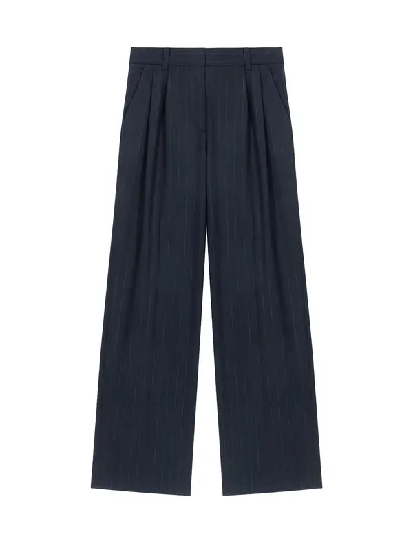 Pinstripe Wool Blend Suit Trousers Image