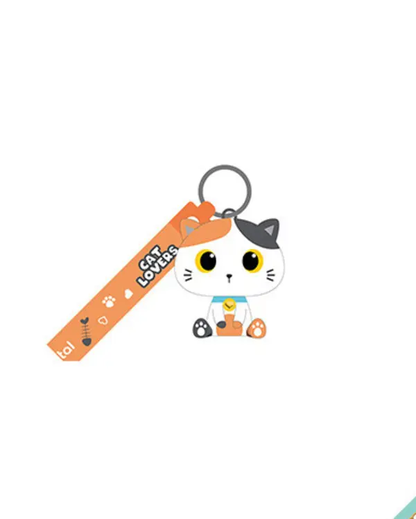  Keychains Orange Cat 