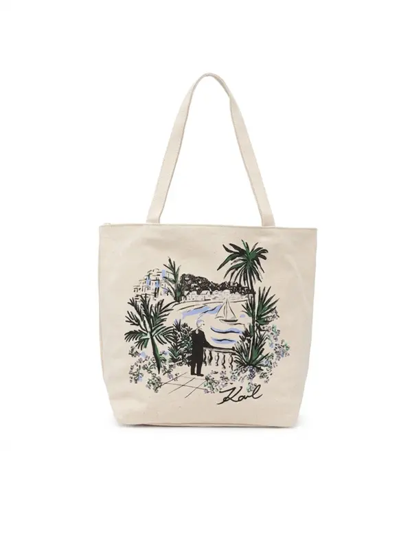 "Vacances de Karl" All-Over Print Reversible  Canvas Tote Bag Image