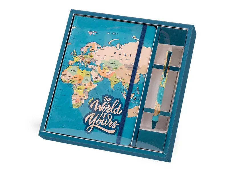 As Notebook + Pen Blue Maps 