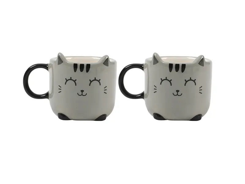 Espresso Mug Grey Cat 2-Pcs Set 