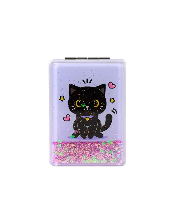 Pocket Mirror Purple Cat 