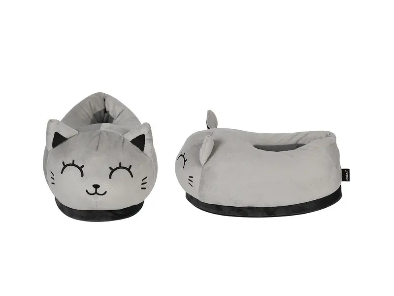 Plush Slippers Grey Cat 