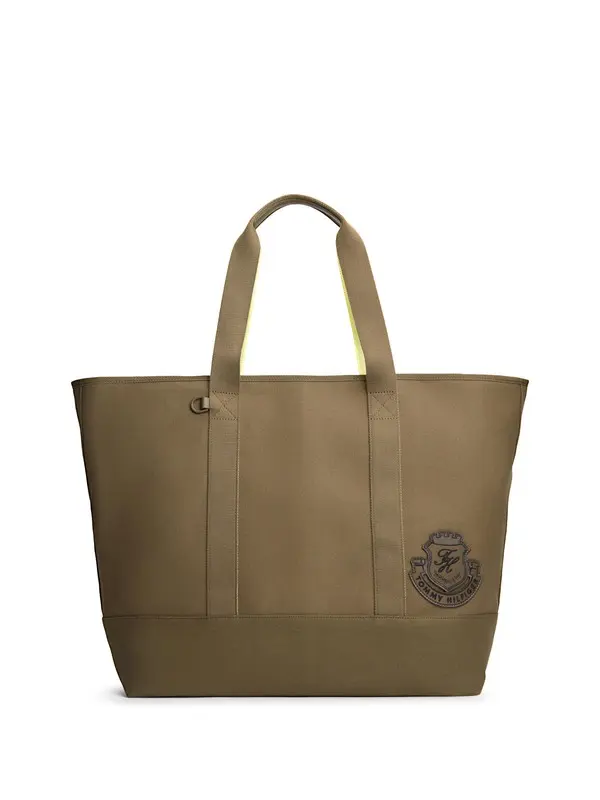 Oversized Canvas Tote Bag with Contrast Interior