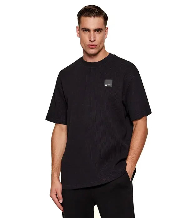 Waffle-Knit Logo Patch Short Sleeve T-Shirt Image